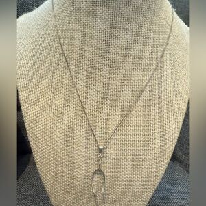 Sterling Silver 925 Wishbone Pendant Necklace Box Chain Vintage